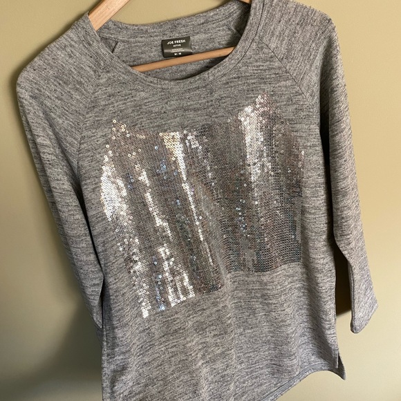 NWOT JOE FRESH Grey Sequinned Sweater✨ - Picture 6 of 8